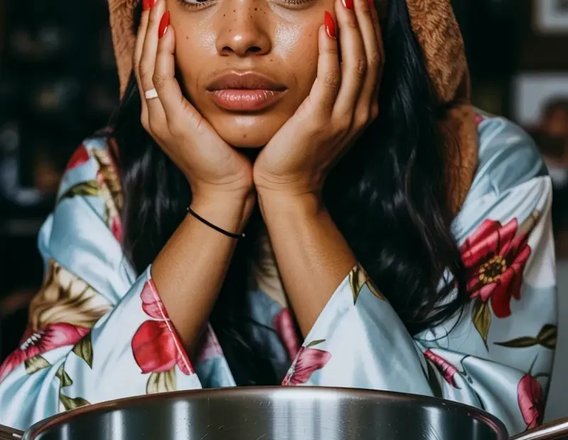 Face Steaming for Glowing Skin 🧖🏾‍♀️ My Cozy Morning Routine with a Floral Robe