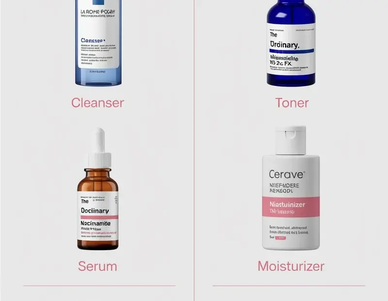 Acne Skincare Routine Order: Cleanser, Toner, Serum, Moisturizer, Sunscreen | Clear Skin