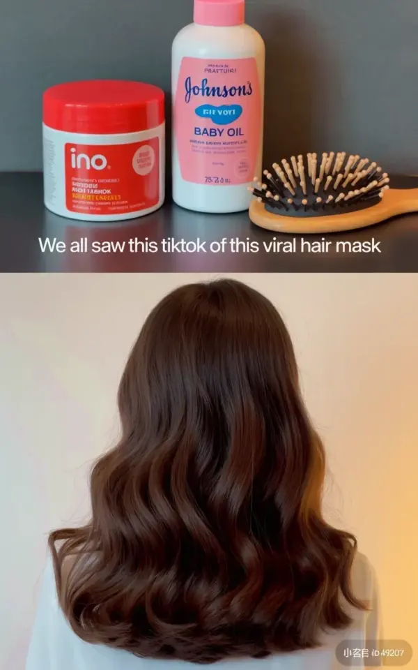 Viral TikTok Hair Mask Routine for Glossy Waves | Baby Oil + Hair Brush