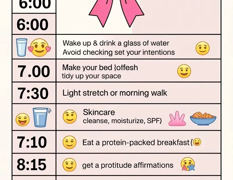 Morning Skincare Routine Schedule | Glow-Up Checklist 6AM-8:15